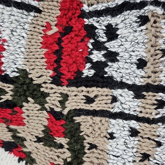 80s 90s Style Jennifer Reed Handknit Sweater Abstract Design & Cable Knit Waist - Picture 3 of 12